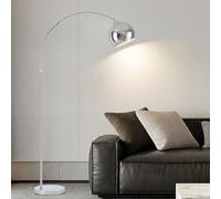 Lampadaire moderne chromé en métal argenté avec tête réglable, lampe sur pied élégante avec interrupteur au pied, lampadaire de lecture à poteau de 70,9 pouces de haut pour le salon, le canapé et