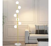 Lampadaire moderne de 68,9 pouces, luminaire sur pied doré à poteau haut, lampadaires minimalistes avec 7 globes, blanc chaud et doux, soins des yeux, ampoules G9 3000K, lampe haute du milieu du