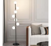Lampadaire moderne de 68,9 pouces, luminaire sur pied doré à poteau haut, lampadaires minimalistes avec 7 globes, blanc chaud et doux, soins des yeux, ampoules G9 3000K, lampe haute du milieu du