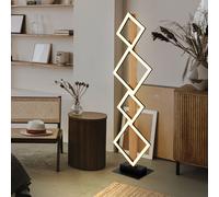 Lampadaire moderne lampe de salon noir lampadaire aspect bois, lampadaire LED carrés, métal mat, 1x LED 35W 2280lm 3000K, LxlxH 30,7x18x103 cm