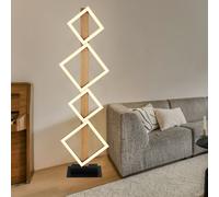 Lampadaire moderne lampe de salon noir lampadaire aspect bois, lampadaire LED carrés, métal mat, 1x LED 35W 2280lm 3000K, LxlxH 30,7x18x103 cm