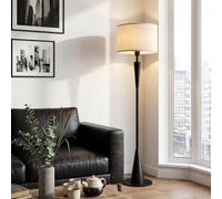 Lampadaire Moderne pour Salon, Lampadaire Noir avec Interrupteur au Pied, Ampoule 9W 3 Températures, Abat-jour Beige en Tissu AVEN FL23