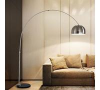 Lampadaire moderne pour salon, lampadaires à arc en fer brossé, 3 températures de couleur, lampe de lecture pour le soin des yeux, lampe sur pied de 78,7 pouces de haut avec interrupteur au pied pour