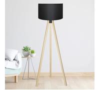lux.pro Lampadaire Trépied Style Intemporel Lampe sur Pied Élégante LED Luminaire Design pour Salon Chambre Bureau Lampe de Lecture E27 MDF PVC Tissu Hauteur 140 cm Effet Bois Noir
