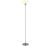 Lampadaire nickel mat Plafonnier Abat-jour en verre opalin Lampadaire de salon, métal, LED 9W 810Lm blanc chaud, DxH 28x180 cm