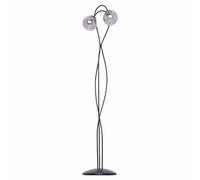 Lampadaire noir élégant 2 globes verre gris Kaja Rubi