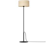 Lampadaire noir mat abat-jour rotin cr?me E27 Luminex