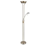 Lampadaire plafond washlight LED dimmable avec liseuse Lampadaires LED avec variateur, spot de lecture flexible laiton antique, 2x LED 16 W 1440 lm, blanc chaud, H 180 cm