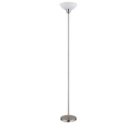 Lampadaire plafonnier nickel mat abat-jour en verre lampadaire opale lampe de salon, métal, télécommande dimmable, LED RGB 8,5W 806Lm blanc chaud, DxH 28x180 cm
