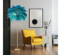 Lampadaire plume, lampadaire sur pied salon, lampadaire plume d'autruche, lampadaire sur pied Lampe à plumes élégante pour les chambres et le salon avec commutation à pied dimmable, 160cm (Green)