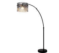 Lampadaire Réglable en hauteur Lampe à arc Barres en verre fumé Lampadaire à arc noir, interrupteur à pied, 1x LED 7W 806Lm blanc chaud, H max. 185 cm