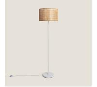 Lampadaire Rotin et Métal Baracoa Blanc