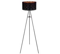 Lampadaire salle à manger côté lecture lampe trépied abat-jour textile NOIR-OR Globo 15334S