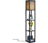 COSTWAY Lampadaire Salon 3 Etagères de Rangement 26 x 26 x 160cm en Bois Lampe sur Pied Scandinave Ampoule 60W Non-inclus Chambre