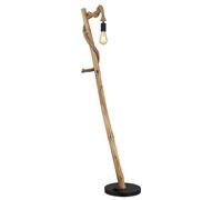 Lampadaire Salon Lampadaire noir bois Lampe en bois corde de chanvre, aspect bois style campagnard, métal brun, 1x douille E27, LxlxH 42,5x30x150cm