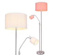 Lampadaire Salon Plafonnier avec lampe de lecture Lampadaire Abat-jour en tissu Interrupteur à tirette, contrôle par application, Smart RGB LED 1x 10W 1x5W, H 175 cm