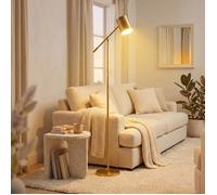 Lampadaire Salon sur Pied Doré-COSTWAY-175CM, Hauteur&Angle Réglables, Style Moderne, Interrupteur à Pied, Douille E27, Chambre