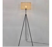 Lampadaire - SAMPA - Bora - 150cm - Métal noir et rotin naturel - Compatible LED