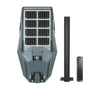 Lampadaire solaire 300W 6500K noir, détecteur IP65