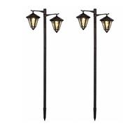 Lampadaire solaire à 2 LED pour jardin avec capteur crépusculaire, lanterne noire, H 136 cm
