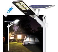 Lampadaire solaire à 462 LED, 25 W, IP65, lampe solaire d'extérieur avec détecteur de mouvement, lampadaire à détection crépusculaire et à allumage à l'aube pour jardins, rues et garages