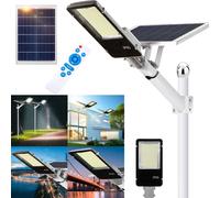 Lampadaire solaire à 805 LED, 25 W, IP65, lampe solaire d'extérieur avec détecteur de mouvement, lampadaire à allumage crépusculaire et extinction à l'aube pour jardins, rues et garages