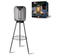 Lampadaire solaire à LED 3 en 1 - Lampe de jardin d'extérieur avec LED COB blanc chaud, capteur de lumière, IP44 - Lampe solaire pour terrasse, balcon et jardin, sans fil, noir