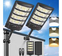 Lampadaire solaire avec détecteur de mouvement, lot de 2, indice de protection IP66, télécommande