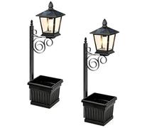 Lampadaire solaire avec jardinière en fer pour entrée, terrasse et décoration paysagère, lampe solaire antirouille