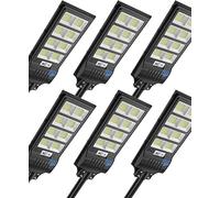 Lampadaire solaire de 400W, projecteur LED de 6500K avec détecteur de mouvement, lot de 6 lampadaires solaires, éclairage mural, éclairage de chemin, éclairage de sécurité extérieur pour jardin, cour,