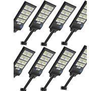 Lampadaire solaire de 400W, projecteur LED de 6500K avec détecteur de mouvement, lot de 8 lampes solaires pour éclairage extérieur : éclairage de rue, éclairage mural, éclairage de chemin, sécurité po