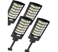 Lampadaire solaire de 600W, projecteur LED de 6500K avec détecteur de mouvement, lot de 4 lampadaires solaires, éclairage mural, éclairage de chemin, éclairage de sécurité extérieur pour jardin, cour,