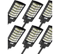 Lampadaire solaire de 600W, projecteur LED de 6500K avec détecteur de mouvement, lot de 6 lampadaires solaires, éclairage mural, éclairage de chemin, éclairage extérieur de sécurité pour jardin, cour,
