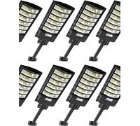 Lampadaire solaire de 600W, projecteur LED de 6500K avec détecteur de mouvement, lot de 8 lampes solaires pour éclairage extérieur : éclairage de rue, éclairage mural, éclairage de chemin, sécurité po