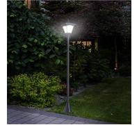Lampadaire Solaire de Jardin avec Allumage Automatique, IP44, à Poser ou à Planter - UVRION Noir 15 × 15 × 120 cm