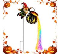 Lampadaire Solaire De Jardin - Lutin Volant Magique en Forme De Chaudron | Éclairage Continu Pendant 6-12 Heures, 18x82 Cm, Figurine Extérieure Lumineuse Pour Jardin, Allées, Trottoir
