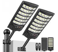 Lampadaire solaire d'extérieur, 6000 K, LED, étanche, avec télécommande, lot de 2