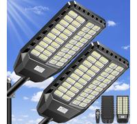 Lampadaire solaire d'extérieur avec télécommande, détecteur de mouvement, indice de protection IP66, lot de 2