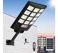 Lampadaire solaire d'extérieur - Lampadaire LED (1 unité) - Batterie 5400 mAh - Étanche - Capteur crépusculaire (du crépuscule à l'aube) - Télécommande - Blanc froid