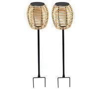 Lampadaire solaire en polyrotan, hauteur 71,5 cm, avec télécommande
