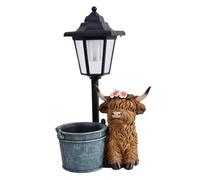 Lampadaire solaire en résine avec statue décorative | Pots étanches en forme de vache pour pelouse, allée, jardin, terrasse, escalier