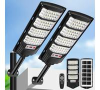 Lampadaire Solaire Exterieur,600W Projecteur LED Solaire avec Détecteur de Mouvement,6500k Lumière Solaire Super Lumineux Spot LED Gardin Extérieur Garage Rue,2 Pièces