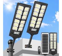 Lampadaire Solaire Exterieur,6500K LED Projecteur Solaire avec Détecteur de Mouvement,IP67 Étanche Puissant Lampadaire de Exterieur Spot Solaire Lumière de Sécurité pour Jardin/Chemin/Cour - 2 Pièces