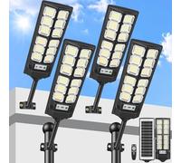 Lampadaire Solaire Exterieur,6500K LED Projecteur Solaire avec Détecteur de Mouvement,IP67 Étanche Puissant Lampadaire de Exterieur Spot Solaire Lumière de Sécurité pour Jardin/Chemin/Cour - 4 Pièces