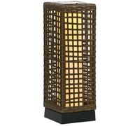 Outsunny Lampadaire solaire extérieur en résine tressée, lampadaire sans fil rechargeable avec capteur de lumière, style moderne, lampadaire LED extérieur, étanche, pour jardin patio, 46 cm, sable