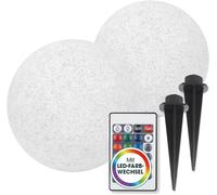 Lampadaire solaire imitation pierre - Lot de 2 | Lampadaire solaire LED, décoratif en forme de pierre solaire | Sphère solaire résistante aux intempéries | Sphère solaire avec aspect pierre