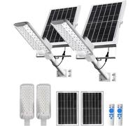 Lampadaire solaire - Lampe LED - Lot de 2 - 6000 mAh - Télécommande - Étanchéité IP65 - Pour l'extérieur