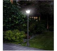 Lampadaire Solaire LED avec Capteur Crépusculaire IP44 - TCQPZ - Lanterne de Jardin en Plastique Noir 15 × 15 × 120 cm