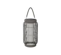 Lampadaire solaire LED portable style colonial dia.18 x 37 cm résine tressée grise
