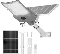 Lampadaire solaire LED - Projecteur extérieur - Luminosité 900 000 lm - Capteur crépusculaire - Télécommande - Panneau solaire séparé - IP65 étanche - Pour allée, jardin et cour